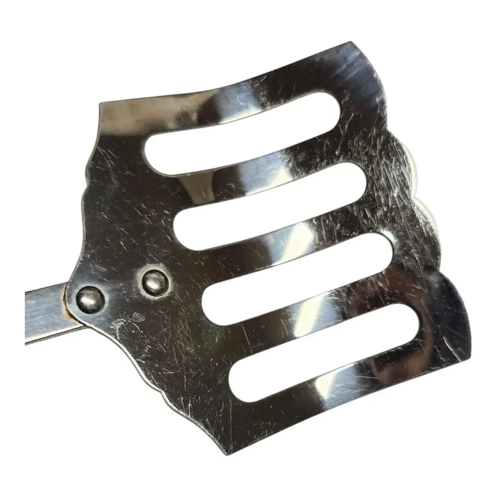 Vintage Slotted Spatula Turner Scalloped Curved USA‎ Stainless Steel